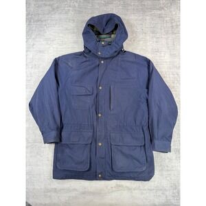 Eddie Bauer Jacket Mens Large Navy Blue Vintage Wool Lined Mountain Parka Hooded
